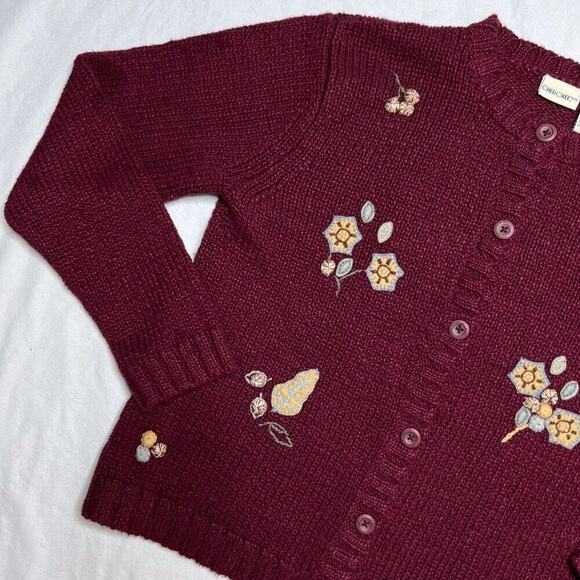 Cherokee Vintage Floral Cardigan Sweater Knit Long Sleeve Women's Small Cottage - Picture 6 of 11